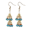304 Stainless Steel Dangle Earrings, Glass Seed Long Drop Earrings, Golden, 56x17mm