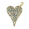 Brass Micro Pave Cubic Zirconia Pendants, Heart, Long-Lasting Plated, Cadmium Free & Lead Free, Rack Plating, Real 18K Gold Plated, 42x29x3.5mm, Hole: 5.3mm
