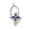 Brass Micro Pave Cubic Zirconia Fold Over Clasps, Cadmium Free & Nickel Free & Lead Free, Flower, Platinum, 25x12x7mm, Hole: 1mm