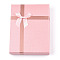 Cardboard Jewelry Necklace Boxes, with White Sponge, for Jewelry Gift Packaging, Rectangle with Bowknot, Pink, 16x12x3.1cm, inside: 15.2×11.2cm.
