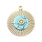 Ion Plating(IP) 304 Stainless Steel Pendants, with Synthetic Turquoise, Flower, Golden, 20x18x3mm, Hole: 1.2mm