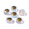 Transparent Spray Painted Glass Beads, with Golden Brass Findings, Flat Round with Smile, Lilac, 11.5x4mm, Hole: 1.2mm