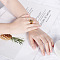 Roman Numerals 304 Stainless Steel & Crystal Rhinestone & Natural Shell Finger Rings, Golden, US Size 8(18.1mm)