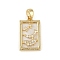 Brass Clear Rhinestone Pendants, Square with Butterfly Moon, Cadmium Free & Nickel Free & Lead Free, Real 18K Gold Plated, 20.5x12x3.5mm, Hole: 5x3.5mm