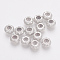 Brass Cubic Zirconia Beads, with Rubber, Rondelle, Nickel Free, Real Platinum Plated, 7x4mm, Rubber Hole: 1mm