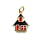 Brass Enamel Charms, with Jump Rings, Halloween Castle Charm, Long-Lasting Plated, Lead Free & Cadmium Free, Rack Plating, Real 18K Gold Plated, 15x11.5x1.5mm, Hole: 3mm