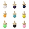 Brass Cubic Zirconia Pendants, with Enamel & Snap on Bail, Real 18K Gold Plated, Long-Lasting Plated, Lead Free & Cadmium Free, Heart & Crown, Mixed Color, 25x14.5x4mm, Snap on Bail: 3.5x7mm, Inner Diameter: 2.5x4mm