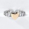 Brass Micro Pave Cubic Zirconia Cuff Rings, Cadmium Free & Lead Free, Heart, Platinum & Golden, Heart: 8.5x9mm, Inner Diameter: 17mm