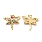 Brass Micro Pave Cubic Zirconia Pendants, Cadmium Free & Lead Free, with Glass & Jump Ring, Dragonfly Charms, Golden, Camellia, 17.5x18.5x2.5mm, Hole: 2.5mm