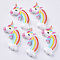 Resin Cabochons, with Glitter Powder, Unicorn with Rainbow, Colorful, 41.5x20x6.5mm