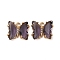 Brass with Glass Pendants, Cadmium Free & Nickel Free & Lead Free, Butterfly, Purple, 10x12x4mm, Hole: 1.2mm