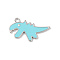 Alloy Enamel Pendants, Cadmium Free & Lead Free, Dinosaur Charm, Platinum, Pale Turquoise, 16x32x3mm, Hole: 2.5mm