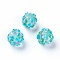Handmade Bumpy Lampwork Beads, Round, Turquoise, 14~15mm, Hole: 1.5~1.6mm
