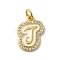 Brass Micro Pave Cubic Zirconia Pendants, Cadmium Free & Nickel Free & Lead Free, with Jump Rings, Real 18K Gold Plated, Letter J, 19x13.5x2mm, Hole: 3.8mm