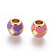 304 Stainless Steel European Beads, Ion Plating (IP), with Enamel, Large Hole Beads, Round with Star, Golden, Mixed Color, 11x9.5mm, Hole: 4.7mm
