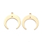 Brass 2-Loop Link Connectors, Long-Lasting Plated, Double Horn/Crescent Moon, Real 14K Gold Plated, 19x18x1mm, Hole: 1.2mm