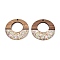 Epoxy Resin & Walnut Wood Pendants, with Paillette/Sequin, Flat Round, Dark Salmon, 37.5x38x3mm, Hole: 2mm