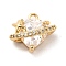 Brass Cubic Zirconia Charms, Cadmium Free & Nickel Free & Lead Free, Real 18K Gold Plated, Heart with Star Charm, Clear, 11x12x7.5mm, Hole: 1.5mm