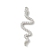 Brass Micro Pave Clear Cubic Zirconia Pendants, Cadmium Free & Nickel Free & Lead Free, Snake Charms, Platinum, 36x10x3mm, Hole: 1.2mm