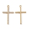 Brass Micro Pave Clear Cubic Zirconia Pendants, Cadmium Free & Nickel Free & Lead Free, Cross Charms, Real 18K Gold Plated, 28.5x16x2mm, Hole: 1.4mm