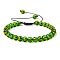 Natural Quartz Round Bead Adjustable Braided Bracelets, 6mm