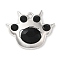 Alloy Pendants, with Glass, Platinum, Cat Paw Print Charm, Black, 21.5x25x2.5mm, Hole: 1.8mm