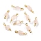 Natural Rose Quartz Links Connectors, with Golden Copper Wire, Cadmium Free & Lead Free, Chip, 13~19x3.5~8mm, Hole: 1.5mm