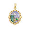 Brass Enamel Pendants, Flower Charms, with Imitation Pearls, Rack Plating, Lasting Plated, Cadmium Free & Lead Free, Lilac, 25x18x7mm, Hole: 4.5x2.5mm