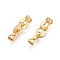Brass Fold Over Clasps, Cadmium Free & Nickel Free & Lead Free, with Crystal Rhinestone Findings, Crown, Real 18K Gold Plated, Clasp: 12.5x6x5.5mm, Inner Diameter: 3.7x1.5mm, Ring: 19x9x7mm, Inner Diameter: 1.3x2.7mm