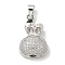 Rack Plating Brass Micro Pave Cubic Zirconia Pendants, Long-Lasting Plated, Lead Free & Cadmium Free, Bag Charms, Platinum, 19.5x12.5x6mm, Hole: 4x4.5mm