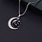 Alloy & Glass Luminous Moon Constellation Pendant Necklaces, Stainless Steel Box Chain Necklaces, Stainless Steel Color, Gemini, 23.62 inch(60cm)