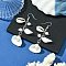 4 Pairs Brass Shell Shape Dangle Earrings, with Spiral Shell Charms and Shell Pearl Bead, Silver, 66~68mm