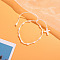 Cross Nylon Cord Braided Bead Bracelets, Rosary Cord Bracelets for Couple Friends, White, 6-1/4~11-3/4 inch(16~30cm)
