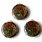 Flat Round Epoxy Resin Pendants, with Natural Amethyst & Lapis Lazuli & Sodalite & Green Aventurine & Tiger Eye & Carnelian & Red Jasper Chips inside, and Brass Sticker, Chakra Theme, 39.5x35x10.5~11.5mm, Hole: 1.8mm