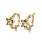Brass Micro Pave Cubic Zirconia Cuff Earring, Light Gold, 13x8mm