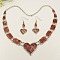 Fashionable Paua Shell/Abalone Shell Jewelry Sets, Necklaces and Earrings, with Brass Lobster Claw Clasps and Iron Findings, Platinum, Sienna, 22 inch, 62mm