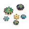 Mixed Brass Enamel Bead Caps, Lead Free & Cadmium Free, Golden, 5~11x2~3mm, Hole: 1~1.5mm