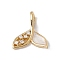 Brass Micro Pave Clear Cubic Zirconia Epoxy Resin Pendants, Cadmium Free & Nickel Free & Lead Free, Rack Plating, Fishtail, Real 18K Gold Plated, 21.5x18.5x6mm, Hole: 3x6mm