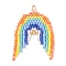 MIYUKI Glass Seed Beads, Loom Pattern, with Brass Finding, Rainbow Pendants, Colorful, 37x25x2mm, Hole: 3x2mm