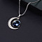 Alloy & Glass Luminous Moon Constellation Pendant Necklaces, Stainless Steel Box Chain Necklaces, Stainless Steel Color, Capricorn, 23.62 inch(60cm)