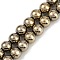 Electroplated Synthetic Magnetic Hematite Beads Strands, Grade AAA, Round, Light Gold Plated, 8mm, Hole: 1.2mm, about 52pcs/strand, 16.14''(41cm)