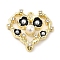 Spray Painted Alloy Pendants, Glass with CCB Pearls, Hollow out with Heart, Golden, 17x19.5x5mm, Hole: 1mm