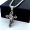 Vintage Greek Stainless Steel Faith Praying Hand Cross Pendant Necklaces for Men, Stainless Steel Color