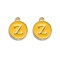 Golden Plated Alloy Enamel Charms, Enamelled Sequins, Flat Round with Alphabet, Letter.Z, Yellow, 14x12x2mm, Hole: 1.5mm