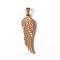 304 Stainless Steel Pendants, Wing, Golden, 38.5x13x3mm, Hole: 4x6mm
