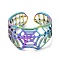 Ion Plating(IP) 304 Stainless Steel Hollow Spider Web Open Cuff Ring for Women, Rainbow Color, US Size 6(16.5mm)