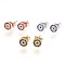 Brass Ear Studs, with Cubic Zirconia, Lead Free & Cadmium Free & Nickel Free, Flat Round, Colorful, Mixed Color, 6x2mm, Pin: 0.8mm