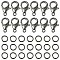 50Pcs Zinc Alloy Lobster Claw Clasps, Parrot Trigger Clasps, with 150Pcs Iron Open Jump Rings, Gunmetal, 12x6mm, Hole: 1.2mm