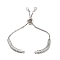 Brass Pave Clear Cubic Zirconia Rectangle Slider Bracelet Making, Platinum, 7-7/8 inch(20cm), Hole: 1.8mm