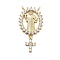 Brass Micro Pave Cubic Zirconia Pendants, Long-Lasting Plated, Cadmium Free & Lead Free, Real 18K Gold Plated, 28.5x15x2.5mm, Hole: 1.2mm